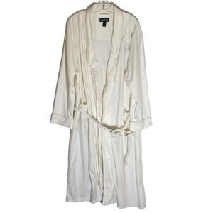 Lauren Ralph Lauren Robe Womens XL White Fleece Kimono Belted Monogram Logo